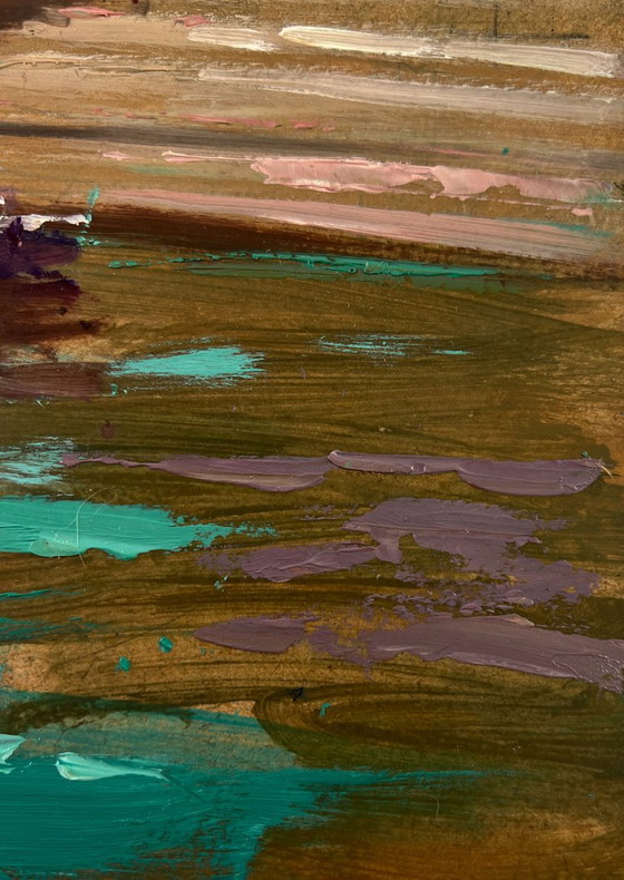 Original Oil Painting Urban Landscape Architecture River Bridge Busy City Streets – Paintings & Drawings, Mdf (photo 8 of 10)