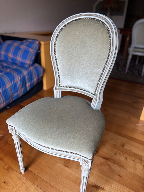 Image 1 of Louis XVI style oval table with 6 chairs