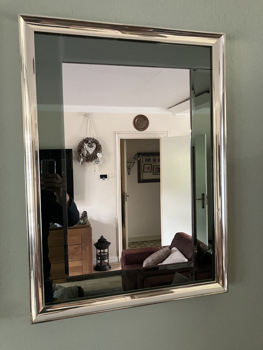 Mirror Gold Smoked Glass Faceted / Hollywood Regency Vintage