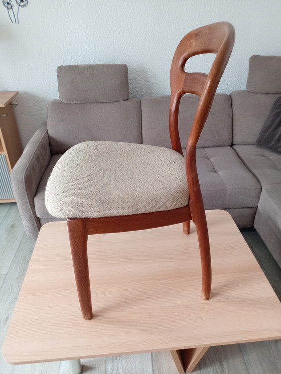 Image 1 of 2x Teak Chair J. L. Moeller Upholstered Chair Møller 70s Danish Design Niels Otto Denmark