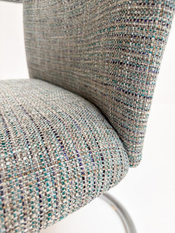 Set di 2 sedie a struttura tubolare Dutch Design De Wit, anni '50, Toon de Wit, Poltrone, Cromo, Tessile (foto 13 di 15)