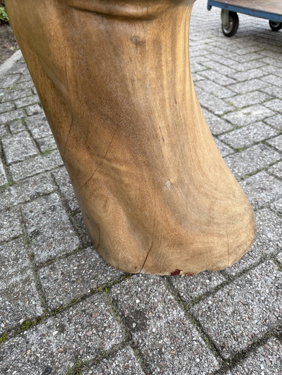 Image 1 of Houten handstoel vintage massief hout sculpturaal