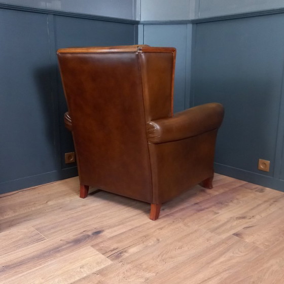 Image 1 of Elegant Art Deco Armchair in Sheepskin - Timeless and Luxurious Seating Comfort