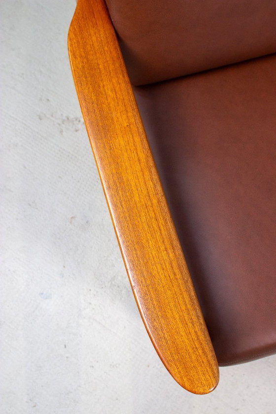 Image 1 of Canapé vintage en teck, style danois, Juul Kristensen, cuir, milieu du siècle