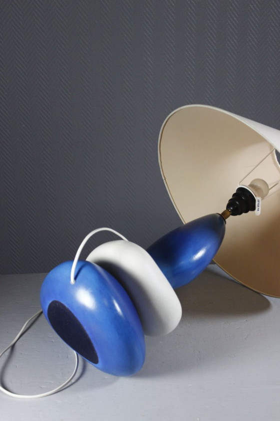 François Chatain - Large Pebble Ceramic Vintage Post-Modern Design Lamp 1990s, Table lamps, White (photo 12 of 12)