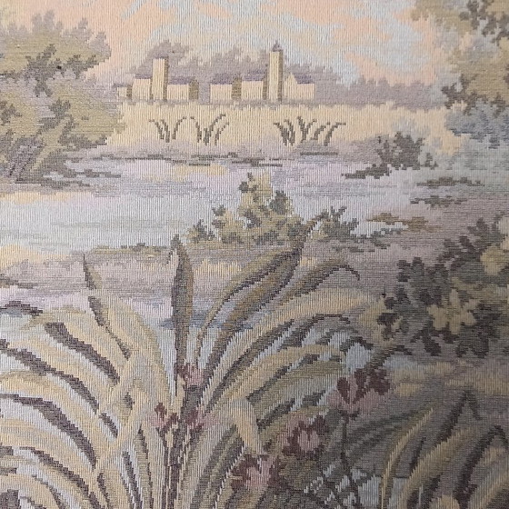 Image 1 of Hand-woven tapestry in a modernist metal frame