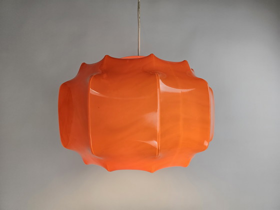 Image 1 of Lampada a sospensione arancione dell'era spaziale di Ilka Plast