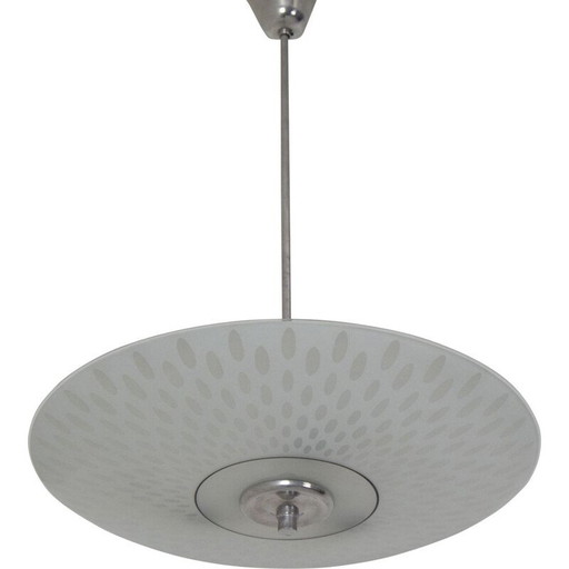 Vintage glazen en metalen hanglamp van Napako, Tsjecho-Slowakije 1970