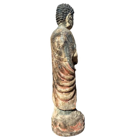 Antique Wooden Guanyin Statue from China – Large Polychrome Temple Sculpture (photo 7 of 13)