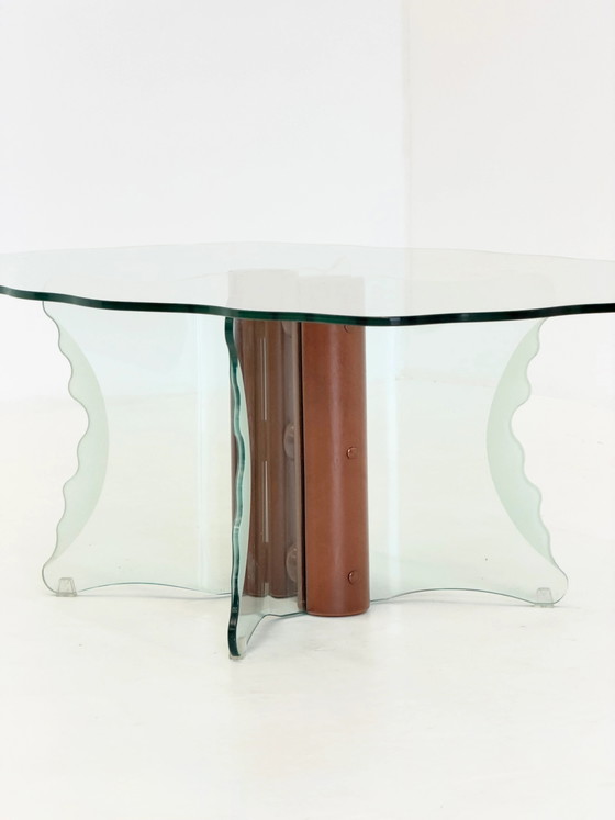 Vintage Postmodern Coffee Table with Wavy Glass and Wooden Spheres – Memphis (photo 7 of 8)