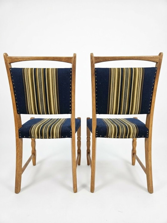Pair of Vintage Danish Dining Chairs Attributed to Henning Kjærnulf – Metal, Textile (photo 5 of 5)