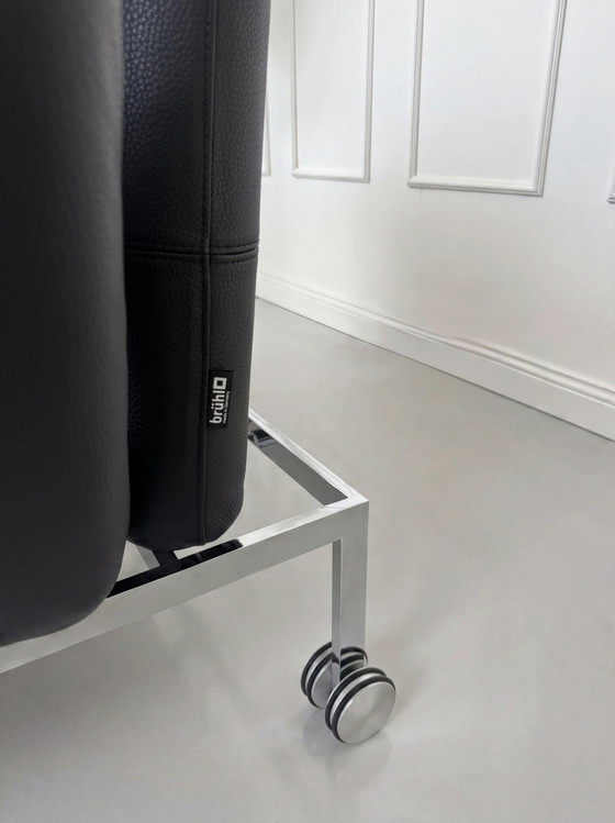Image 1 of Brühl Roro Small Designer Leder Schwarz Sofa Schlafsofa