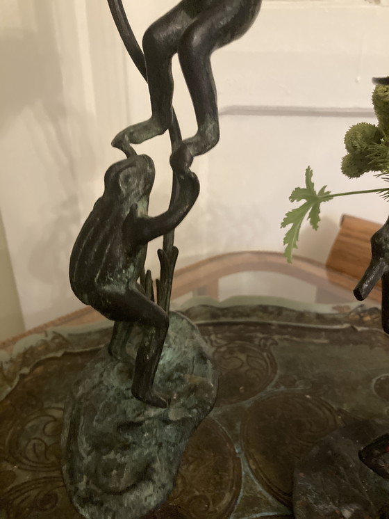 Image 1 of Vintage bronze candle holders, collectible frogs