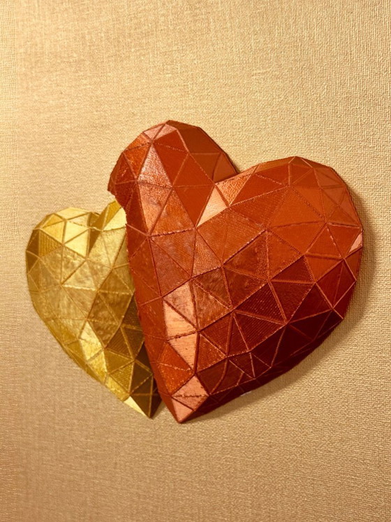 Image 1 of Geometric Heart Wall Art | 3D Printed PLA Sculpture