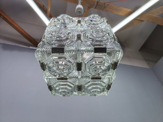 Image 1 of Lampada a sospensione brutalista in vetro di Kamenický Šenov, Cecoslovacchia anni '70