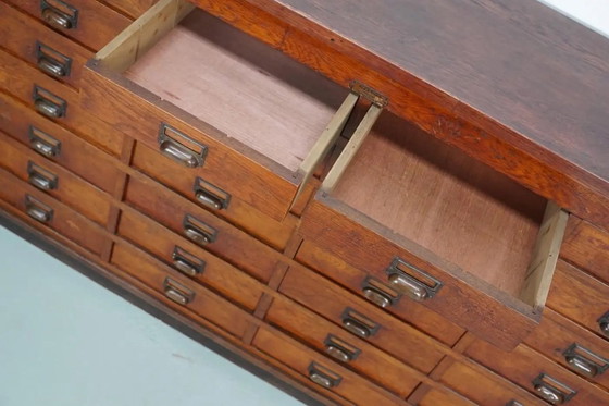 Image 1 of Large Dutch oak apothecary/filing cabinet or dresser, 1930s