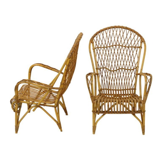 Image 1 of Set vintage di sedie in rattan Poltrone Boho