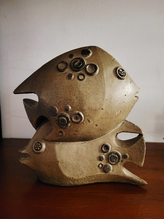 Brutalist ceramic fish sculpture, Emiel (Emmanuel) Laskaris (1960s/1970s), Signed, Decorative Objects (photo 6 of 8)