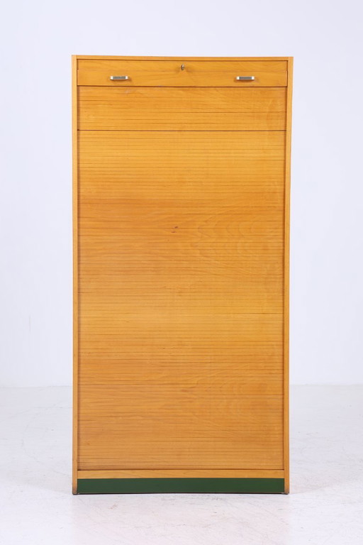 Armadio a tapparelle vintage anni '60 | Armadio a scaffale Mid Century libreria a ripiani in legno archiviazione #08-07