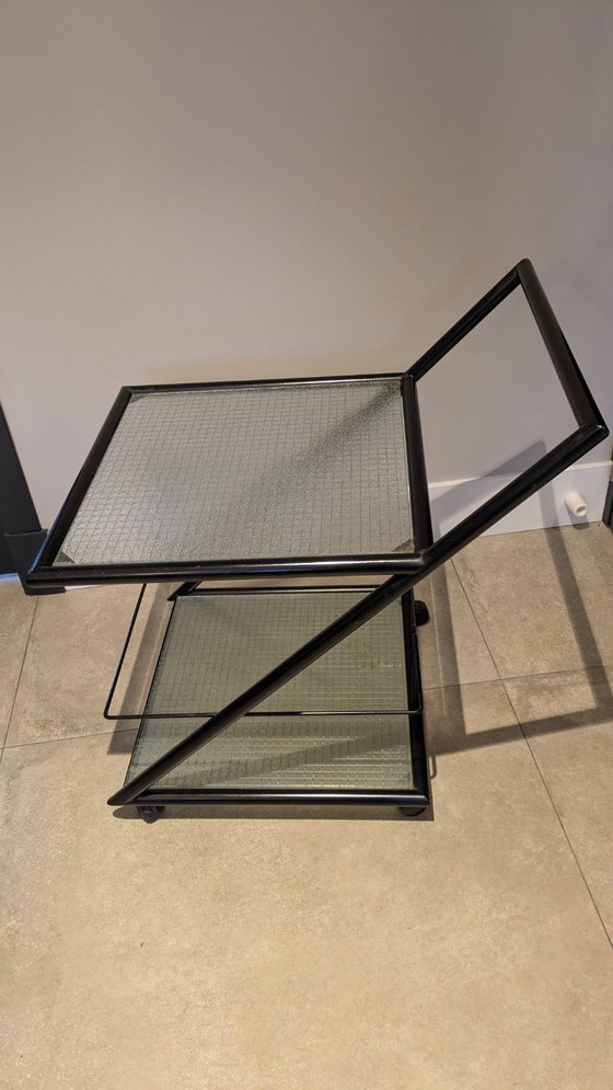 Harvink set, Z lounge tables with serving trolley, Side tables, Glass, Metal, Black (photo 16 of 18)