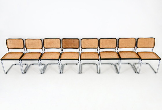 Image 1 of Eetkamerstoelen stijl B32 van Marcel Breuer, set van 8