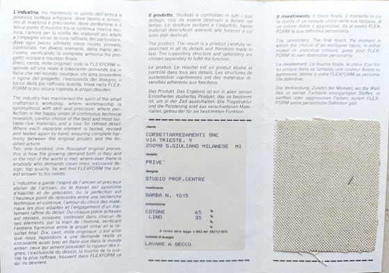 Originele FLEXFORM PRIVE' 3-zits Bank, vintage, Banken, Katoen, Textiel, Wit (foto 6 van 7)