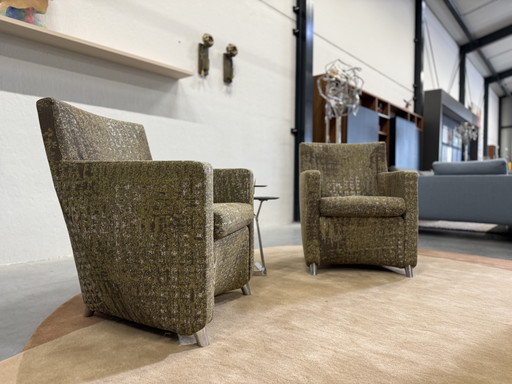2 Leolux Dolcinea Fauteuils Stof Groen