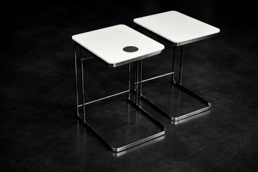 Vintage Mid-Century Italian Modern White Coffee Tables Carlotta by Antonio Citterio for Flexform, 1997, Set of 2
