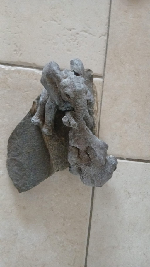 2x Statue Eléphant Sculpture Ornement Fête des Mères