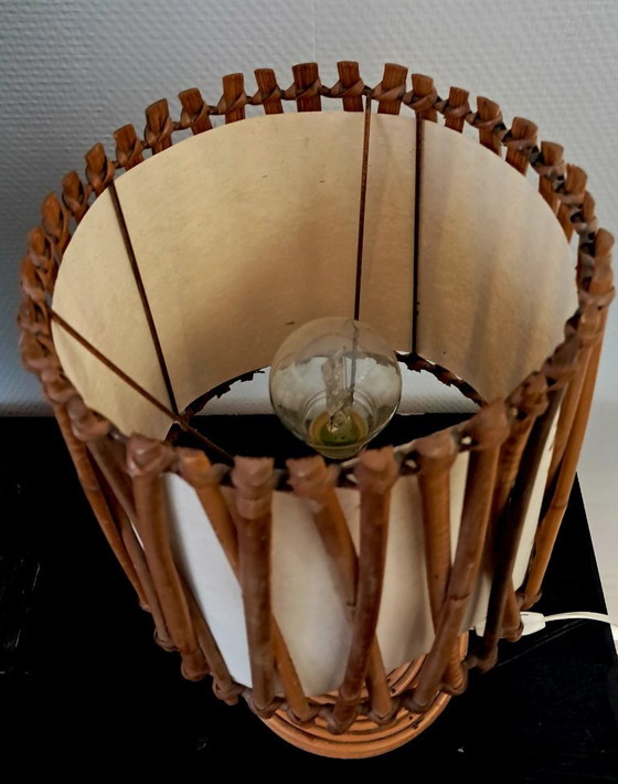 French Rattan Table Lamp. Attributed To Louis Sognot (photo 5 of 7)