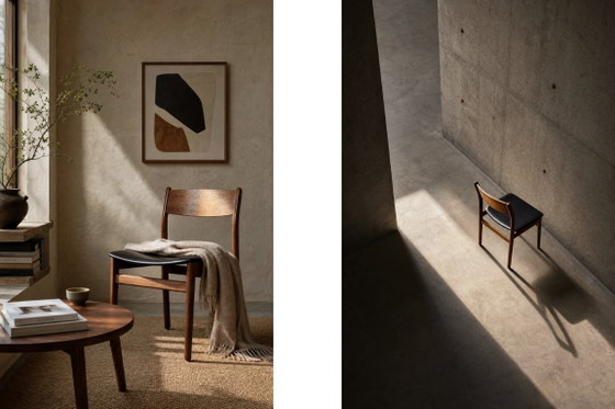 Image 1 of Sedie da pranzo scandinave in stile Mid-Century Modern, in teak e vinile, anni '60, set da 4