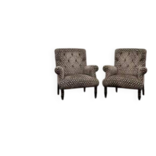 Set Chesterfield fauteuils fluwelen patroon grijs