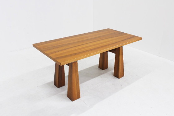 Vintage dining Table 1960s Italy, Eettafels, Hout, Bruin, 1970 (foto 3 van 9)