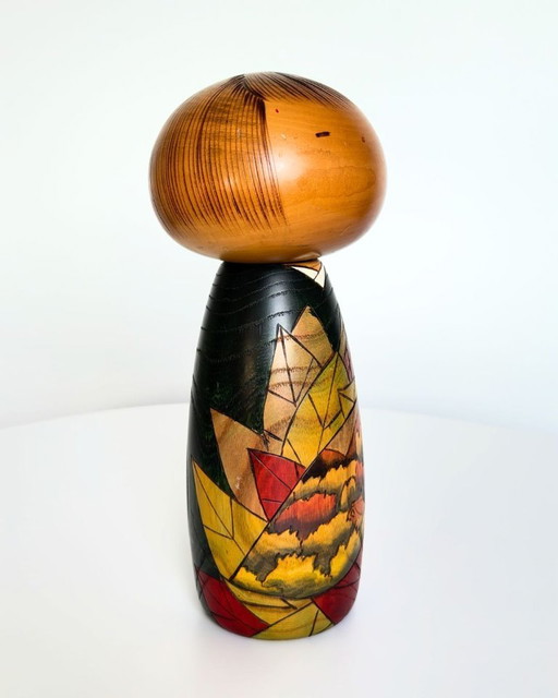 Large Carved Kokeshi "Poem of the Mountain" by Okamoto Usaburo