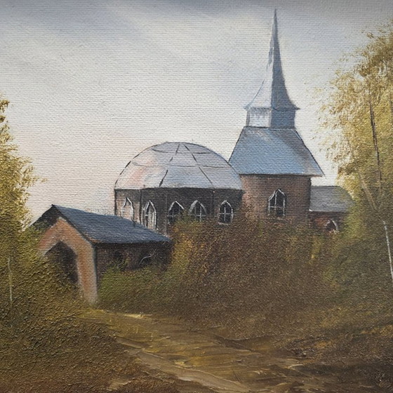 Image 1 of Vintage olieverf schilderij met Kerk VD Horst, jaren 60