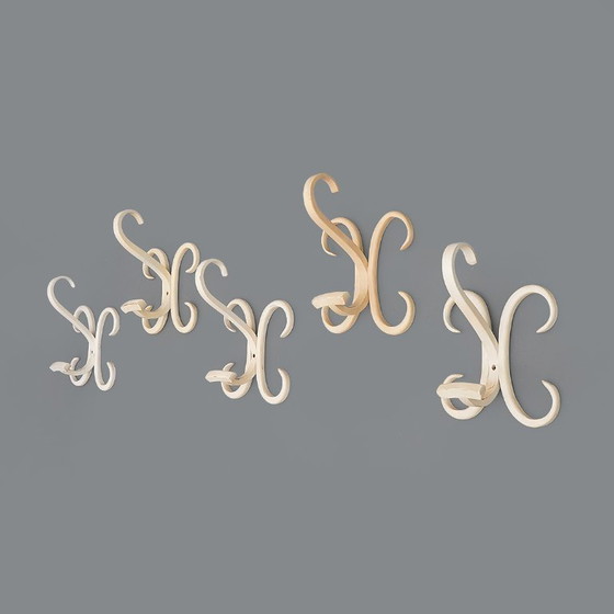 Image 1 of White curved wood coat hook, 1960s