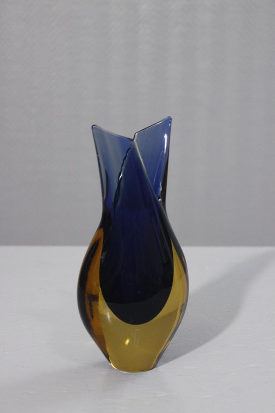 Image 1 of Vintage vrijgevormde vaas ondergedompeld Muranoglas Sommerso Poli Italië jaren 70