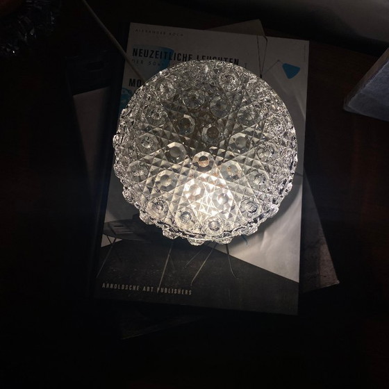 Small round glass wall/ceiling light with a diamond point design, vintage 1970s-1980s – Wall lights (photo 7 of 9)