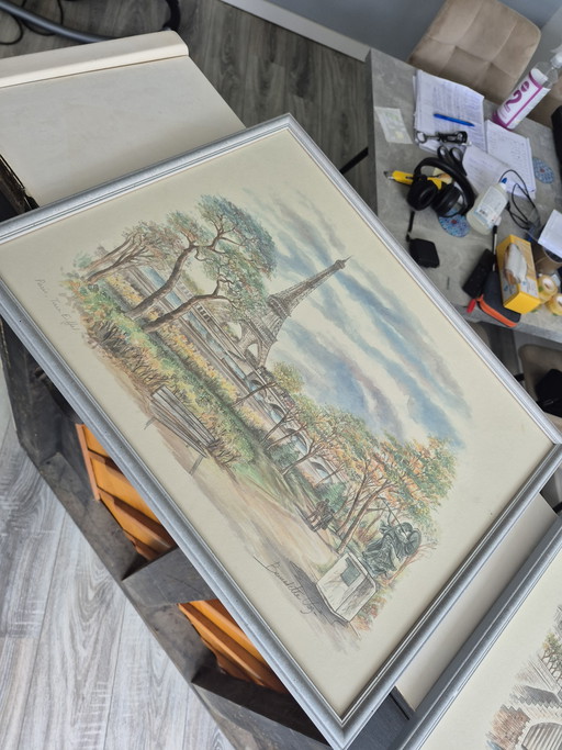 2 Gemälde: Eiffelturm und Notre Dame