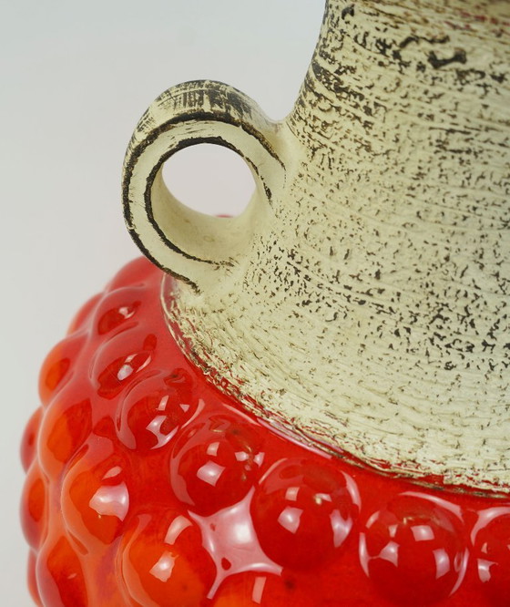Image 1 of 1960s Bay Keramik Vase Bubble Decor Red and Orange Model 65 45 WGP