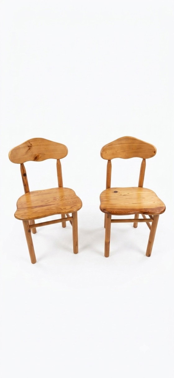 Image 1 of Set di 2 sedie vintage di Rainer Daumiller – in legno massello di pino, stile Mid-Century anni '70