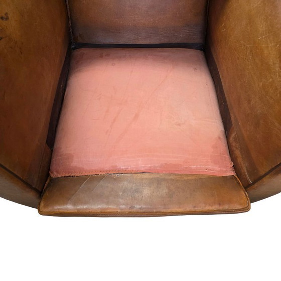 Image 1 of French Art Deco style leather club armchairs, 1950s/60s
