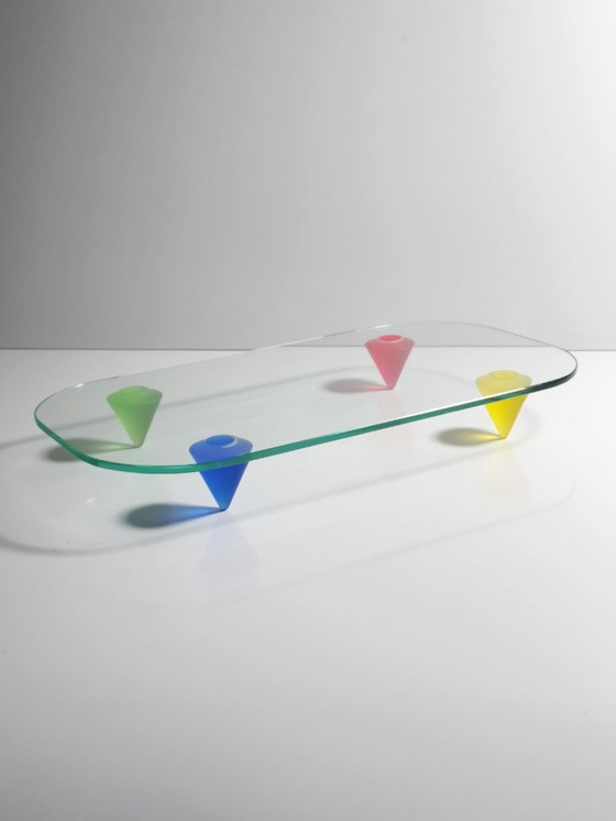 Image 1 of Montana Kuchenplatte Servierplatte Postmodern Dessert Teller  Rot Blau Gelb Grundformen Memphis Milano Stil 80er 90er