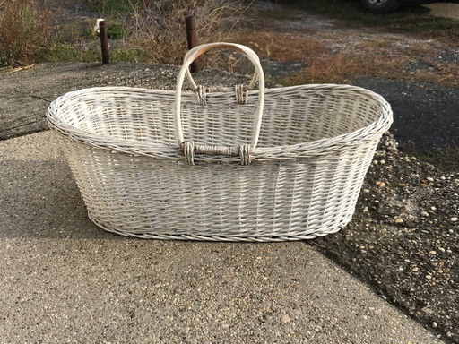 Cesta de madera rústica, años 60