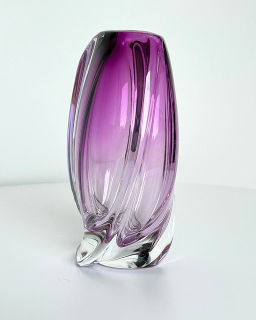 Val Saint Lambert “Milette” Crystal Vase by René Delvenne – Belgium, 1960s
