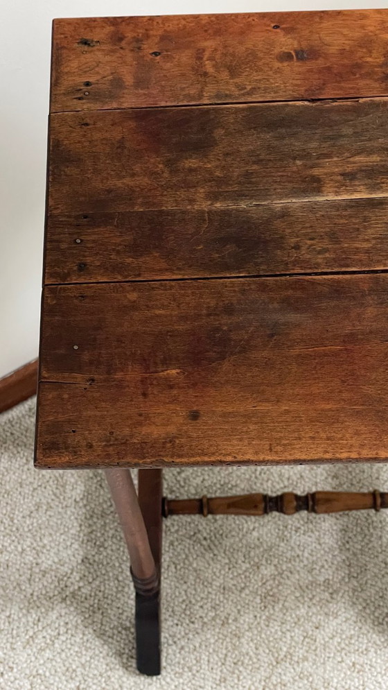 Image 1 of Antique Turned Wood Bedside Table