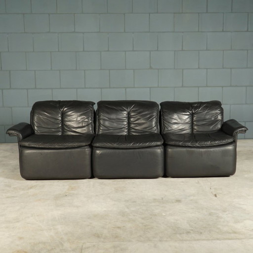Vintage modular seating area/seating group – black leather