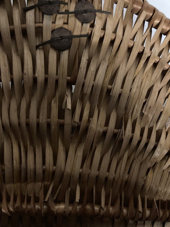 Image 1 of Vintage rieten boodschappenmand uit de jaren 70, Frans vakmanschap