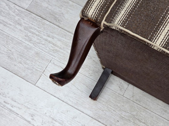 Image 1 of Divano danese a 2 posti, anni '50, lana a righe, gambe in legno di frassino.