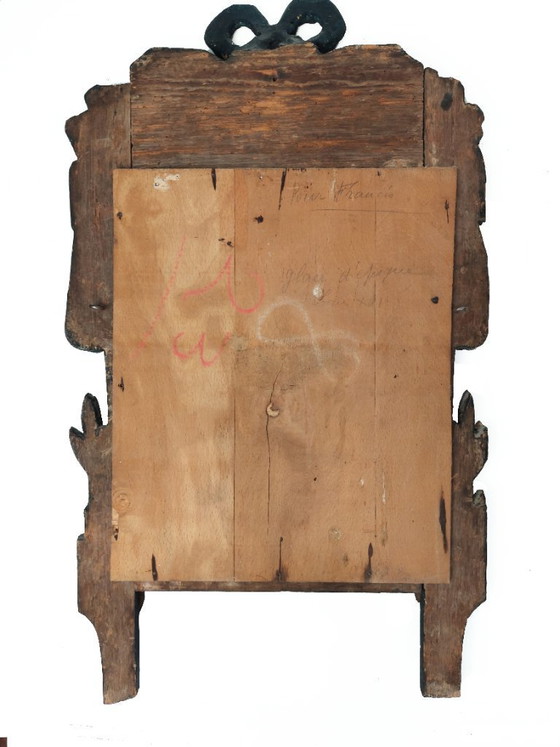 Image 1 of Spiegel uit de Lodewijk XVI-periode, vervaardigd uit gesneden en verguld hout – 18e eeuw